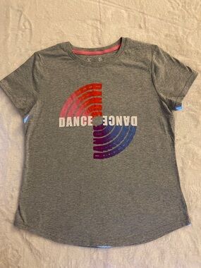 Gray Kids 'Dance' Graphic Tee with Rainbow Accent  SZ XL  18